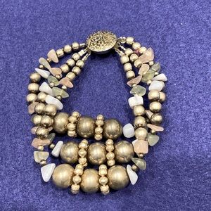 Silver and Stone(blue&white) Beaded Bracelet